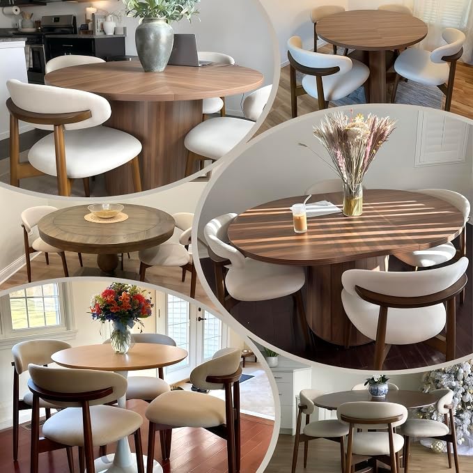 COLAMY Wooden Dining Chairs Set of 6, Modern Upholstered Fabric Dining Room - Image 3