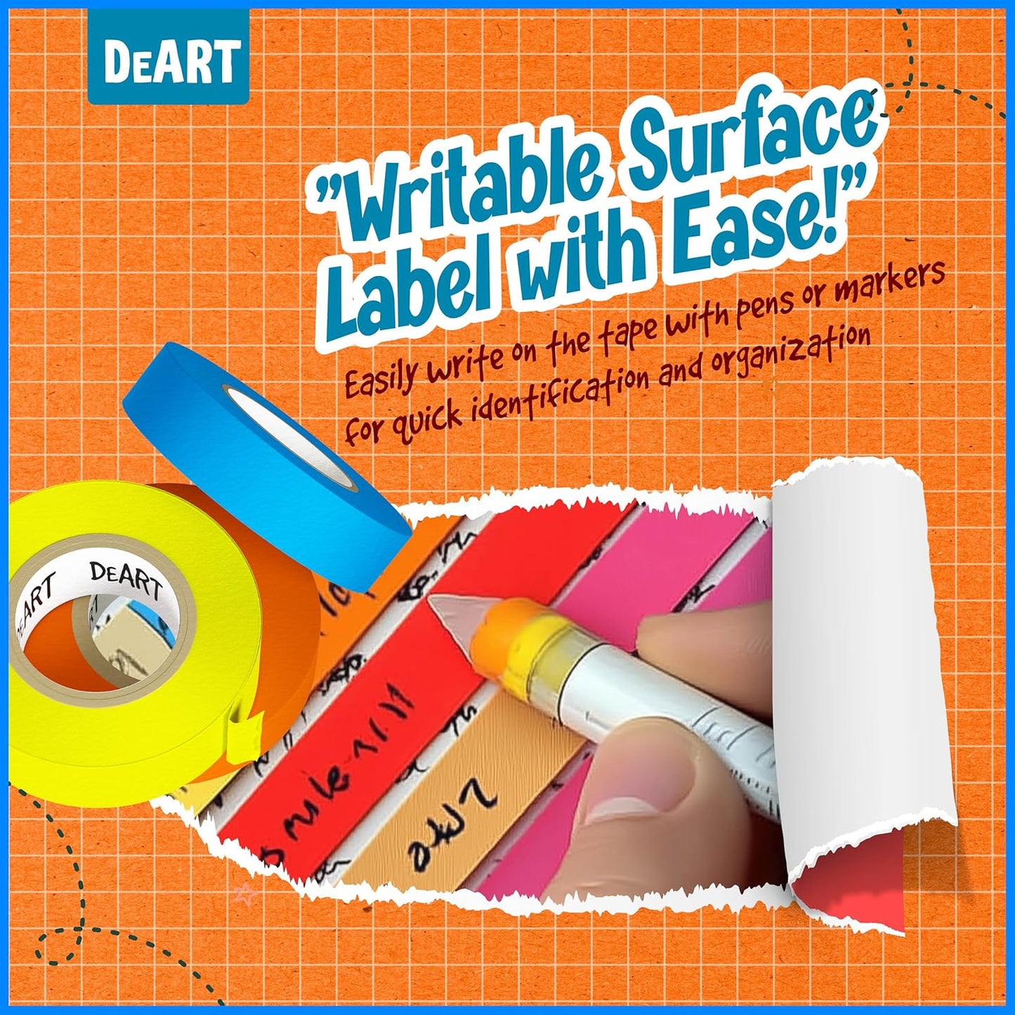 DEART Masking Tape 8 or 12 Pack 1 inch Colored Painters Tape for Arts & Crafts Labeling or Coding, Kids Art Supplies Color Tape Rolls, Craft Tapes Colorful Masking Tape (12)