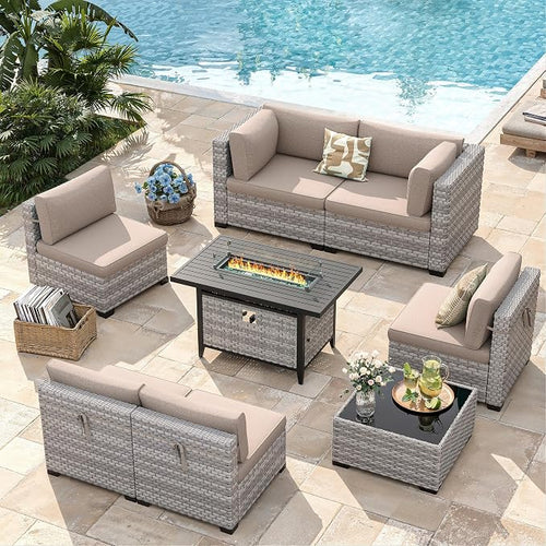 6-Seat Modern Outdoor Wicker Rattan Patio Furniture Set - Image 2