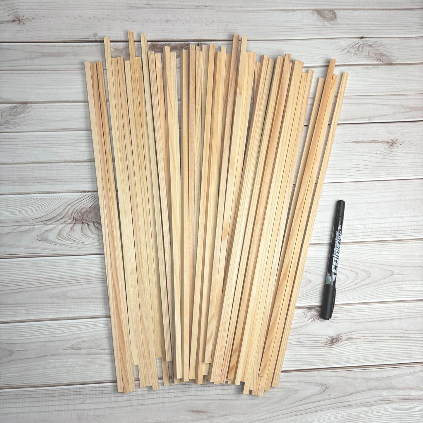 Square Wooden Dowels Wooden Sticks for Crafts 1/4"x 15", 50 PCS Square Wood Dowel Rods for Crafting, Unfinished Pine Hard Wood Sticks for Crafts, Woodworking, Models Making, Dollhouses Miniatures