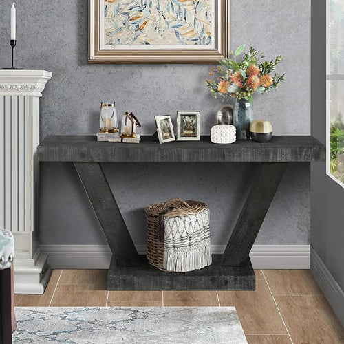 60" Wood Console Table for Entryway Bench by HanStrong