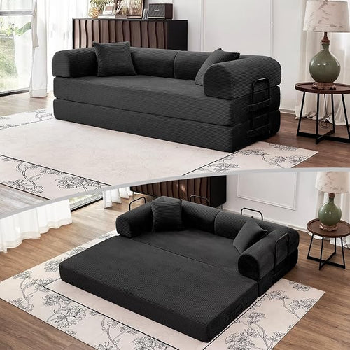 79'' Convertible Sofa Bed, 5-in-1 Folding Boneless Couch, Pull Out Floor Sleeper by ZQRhome