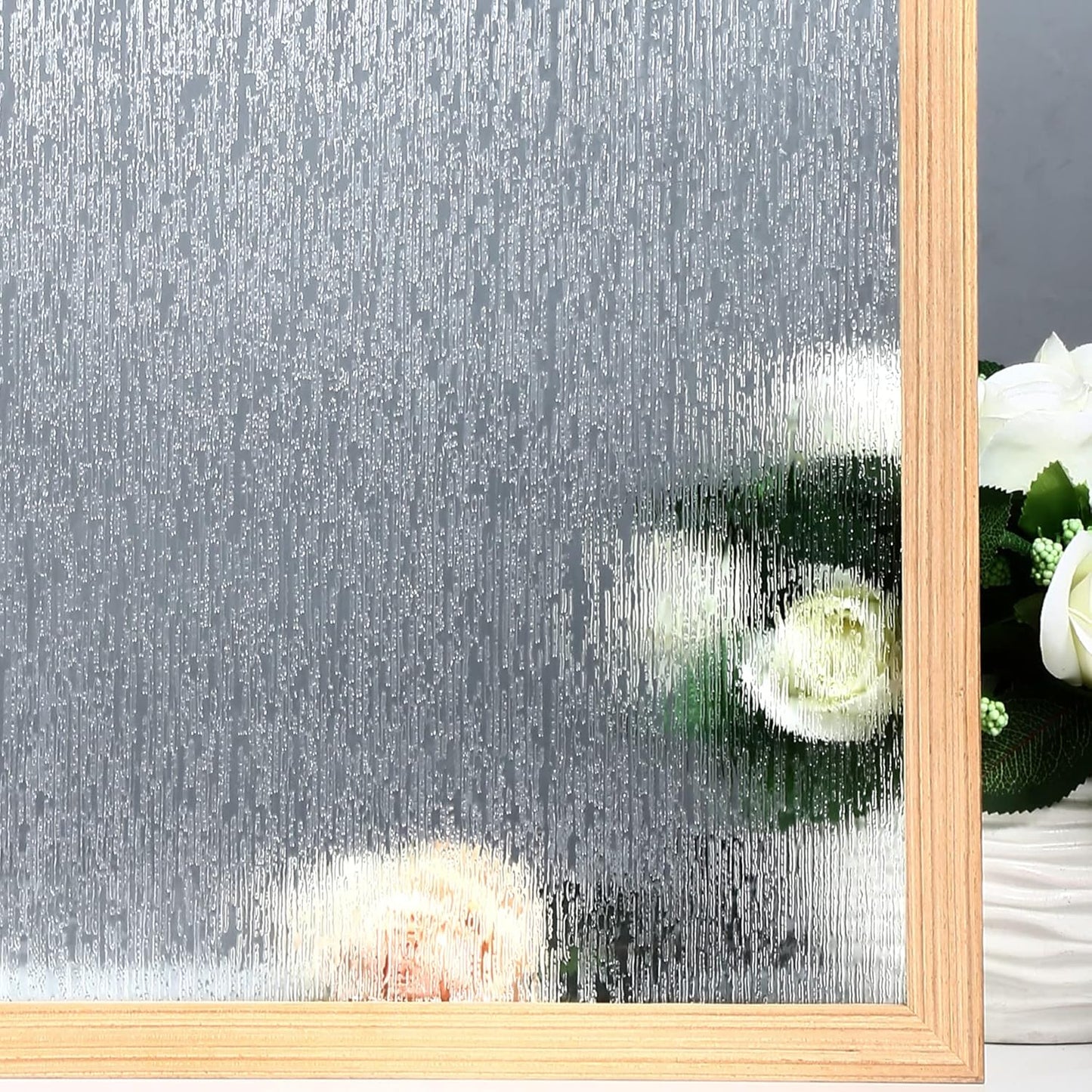 VELIMAX Rain Glass Window Film Privacy Static Window Clings Decorative Glass Sticker for Home Office Removable UV Protection Heat Control 29.5 x 157.48 inches