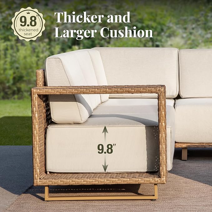 MIXPATIO 4 Pcs Outdoor Patio Furniture Set, 2 Rattan Single Sofa, 2 Ottomans - Image 2