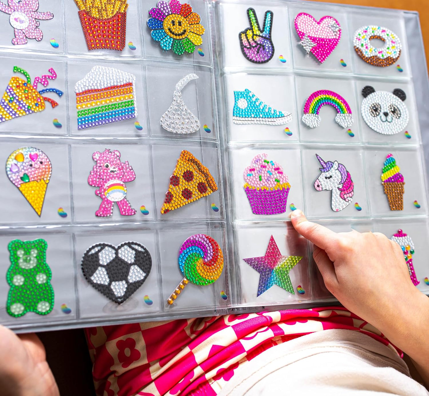 StickerBeans® Rhinestone Stickers - Retro Set 4-Pack, 2” x 2” Each, Unique Sparkly Cut-to-Shape for Collecting, Trading, Decorating Laptops, Phone Cases, Scrapbooks, for Kids, Teens, & Adults