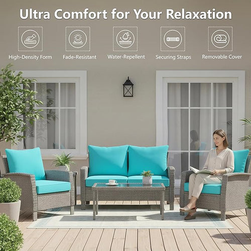 22x22 Inch Patio Chair Cushions Set of 4, Outdoor Furniture Cushions - Image 2