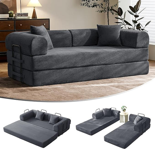 79" Convertible Sofa Bed with Fixed-Shape Frame & Removable Armrests, Modular by SAVENICA