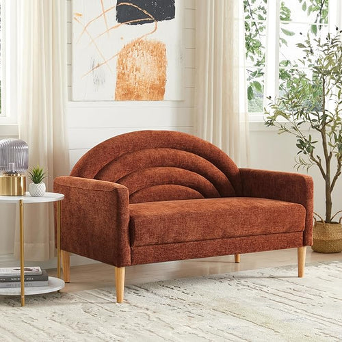 49" Small Loveseat Sofa for Small Spaces, Mid Century Modern Sofa, Linen by QNZK