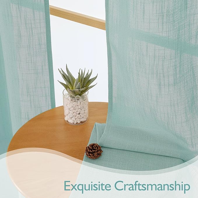 Chyhomenyc Extra Long Aqua Green Semi Sheer Curtains 120 Inches Long 2 Panels - Image 5