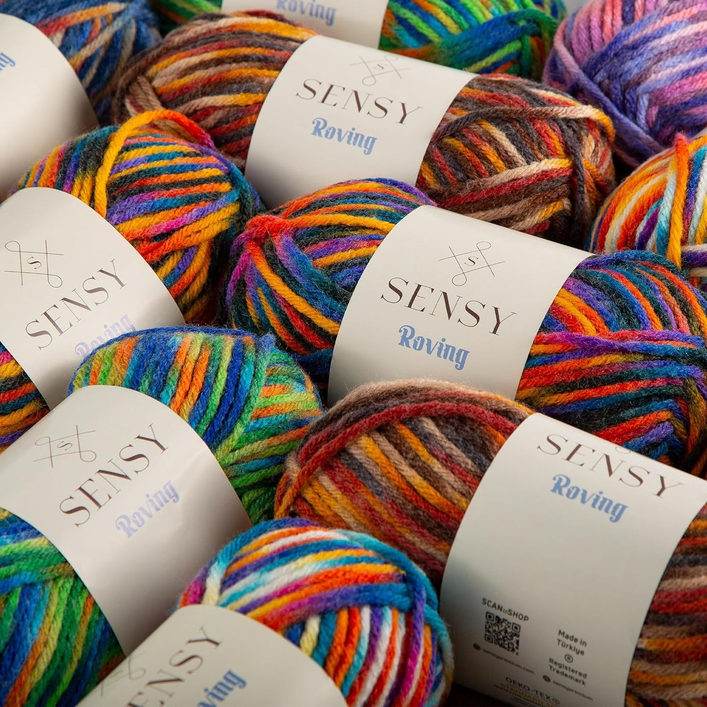 3 Skeins of Sensy Roving Multi Color Yarn, 3.5 oz, 132 Yards, Gauge 5 Bulky (Campfire)