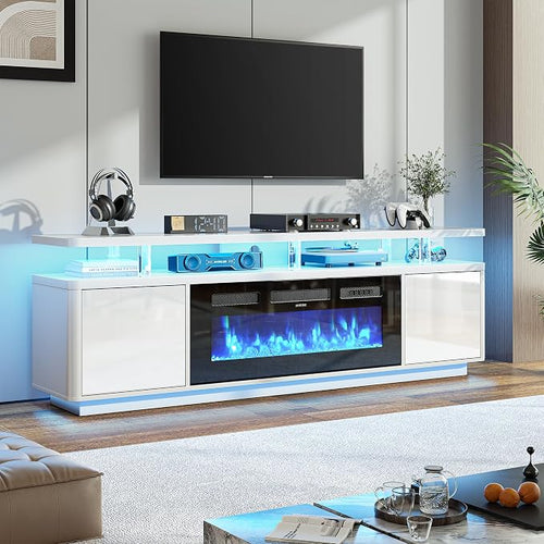 70" Fireplace TV Stand with Double LED Lights by Unknown