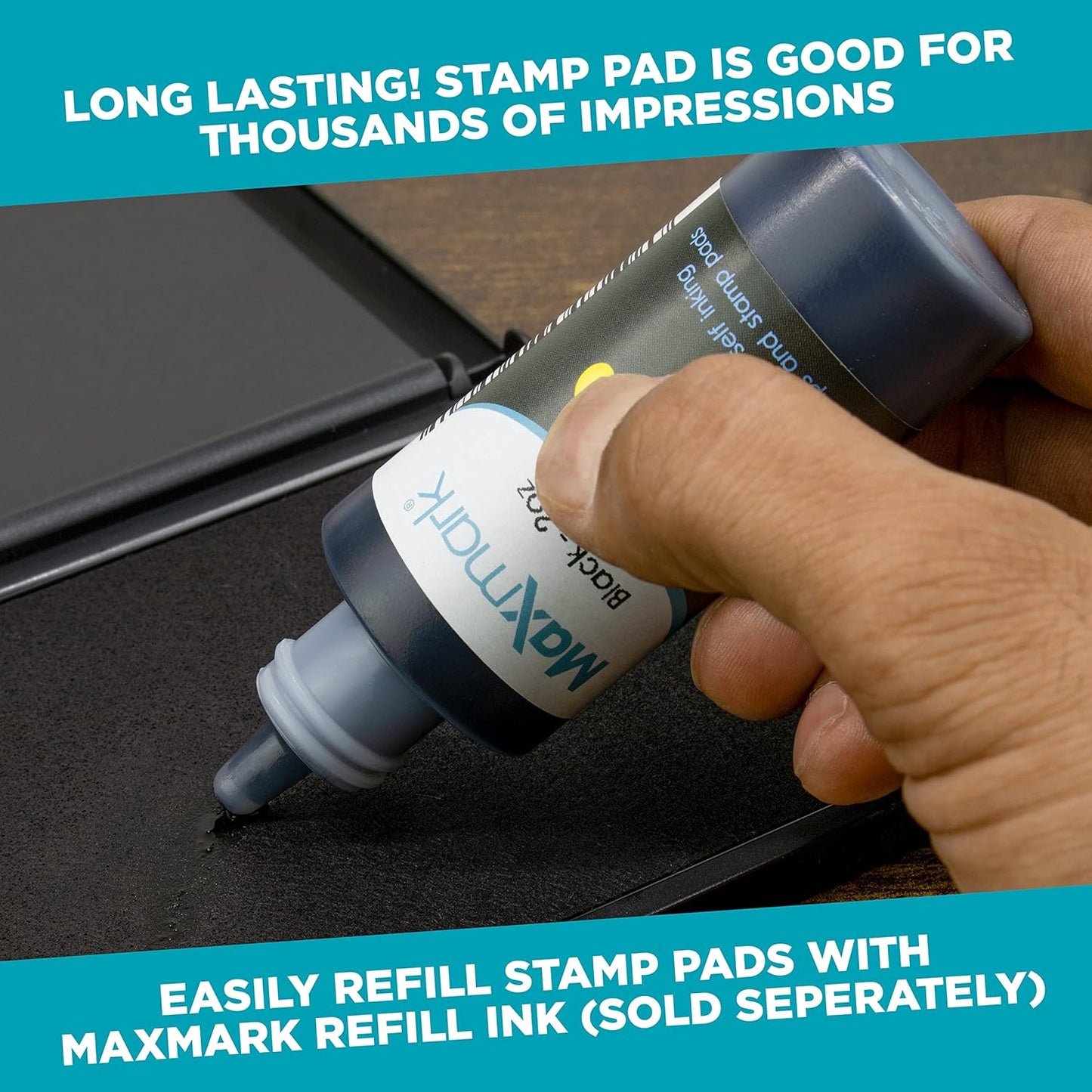 MaxMark Large Light Blue Stamp Pad - 2-3/4" by 4-1/4" - Premium Quality Felt Pad