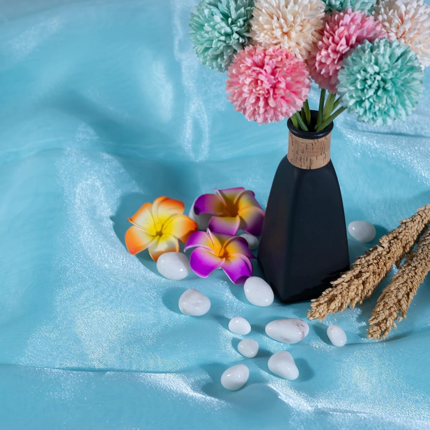 Fynite Organza Fabric | 10 Yards Long | 44" Wide | Bridal Solid Organza Bolt for Wedding Dress Fashion Craft Decorations - Silky Shiny Sheer - Light Blue