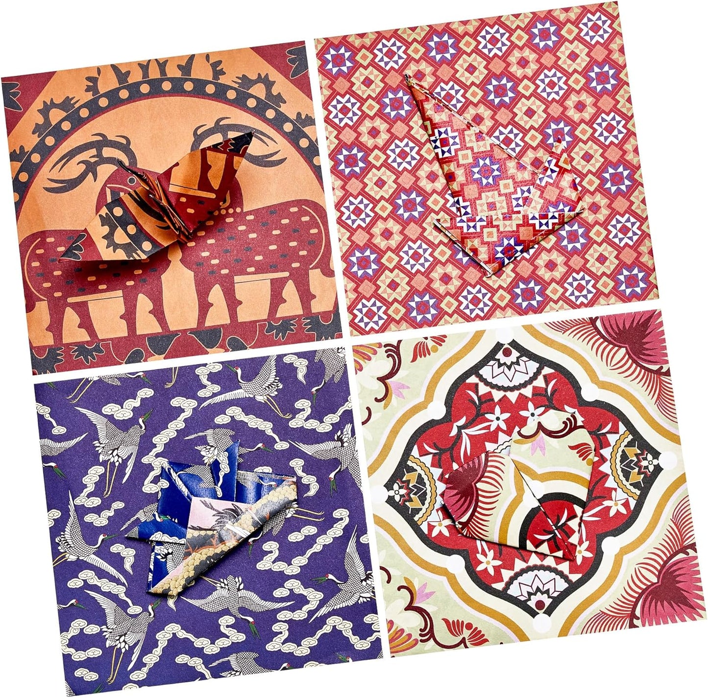 Ethnic Patterns Origami Paper - 50 Sheets 6x6 Inches - Double-Sided Traditional Cultural Art Colored Folding Paper for Adults, Artists & Kids - Ideal for Scrapbooking, Card Making and DIY Crafts