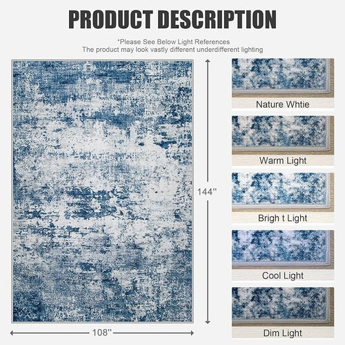 9x12 Area Rug Living Room Rug: Washable Modern Abstract Soft Thin Rug Indoor - Image 2
