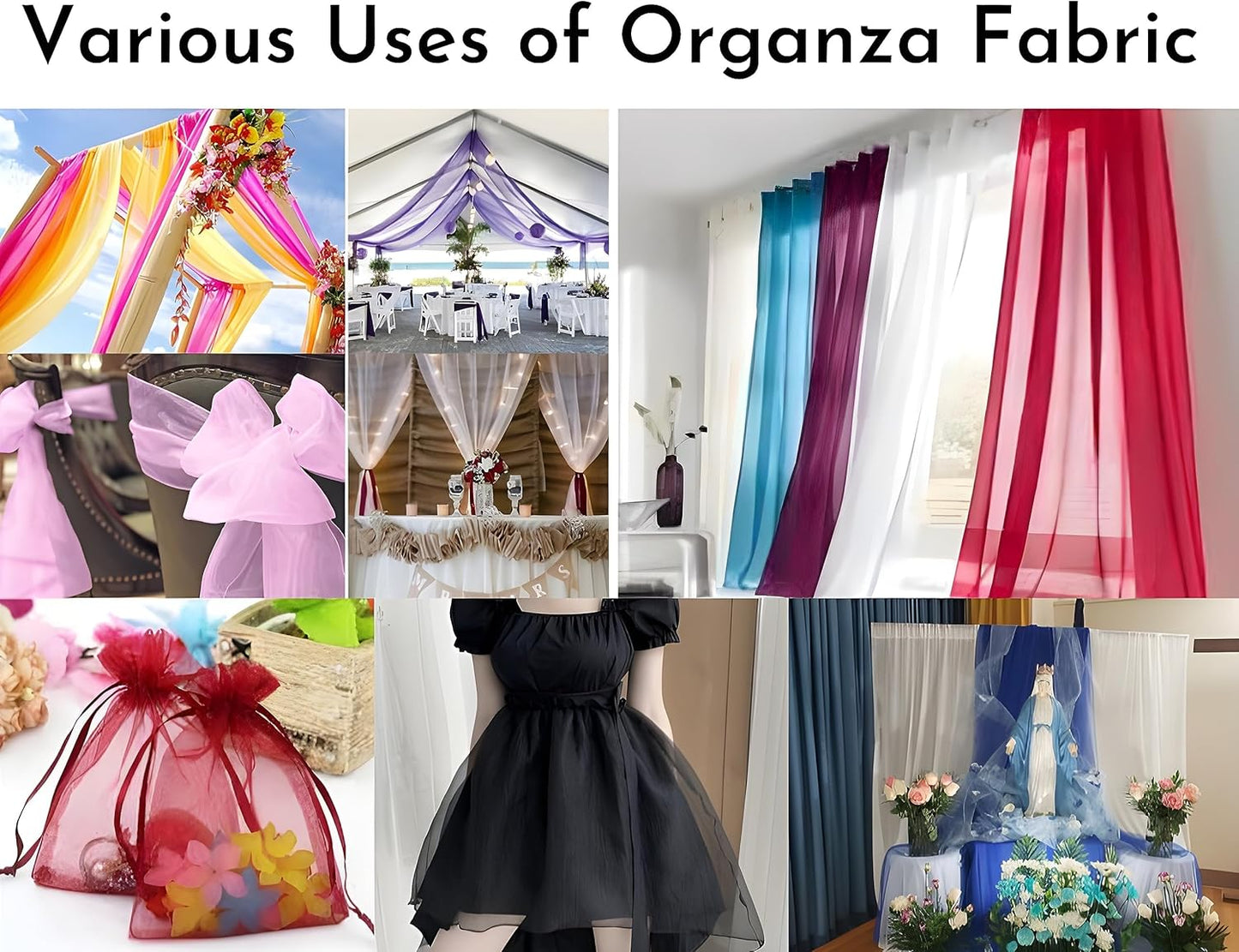 FYNITE Organza Fabric | Cristal Organza Fabric Bolt for Bridal Wedding Dress Fashion Craft Decorations Silky Shiny Organza 44'' (Dark Teal, 10 Yard)