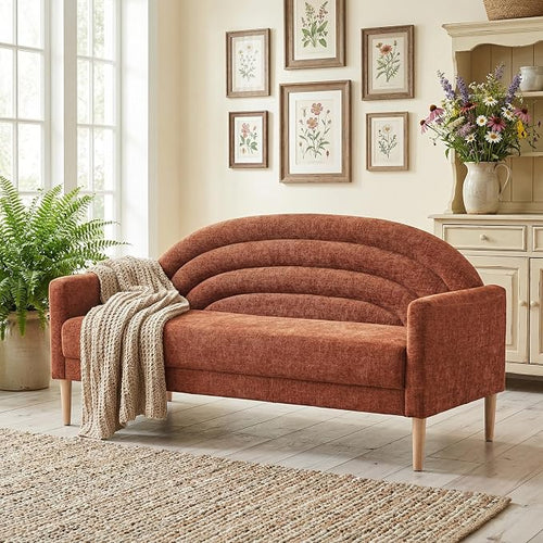 63" Small Loveseat Sofa for Small Spaces, Mid Century Modern Sofa, Linen by QNZK