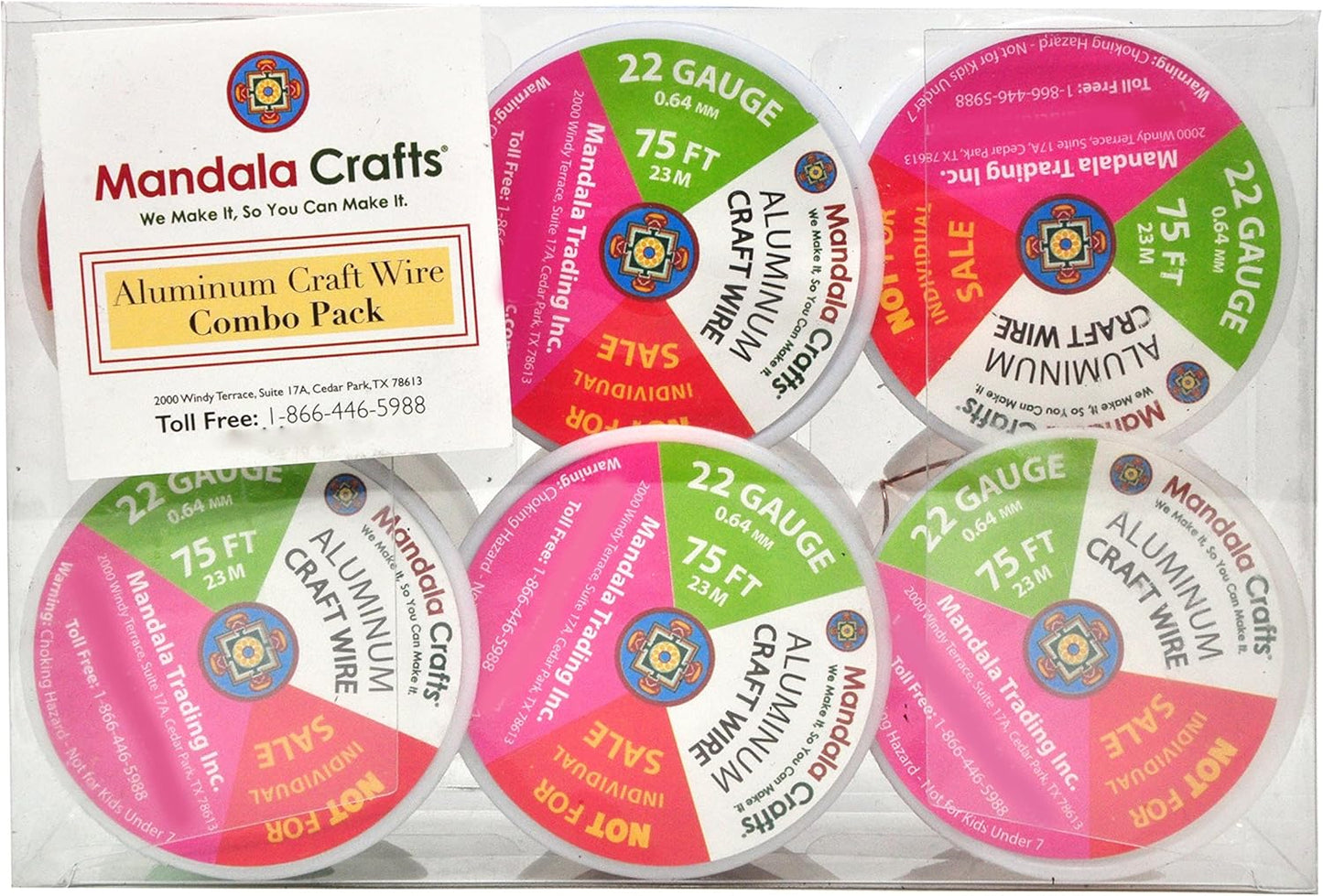 Mandala Crafts 22 Gauge Anodized Aluminum Craft Wire for Jewelry Making - 450 FT Colored Flexible Silver Copper Tone Wire - Bendable for Bonsai Armature Crafting Sculpting