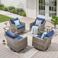 Patio Wicker Chairs Swivel Rocker-Outdoor Swivel Rocker Chair Set of 4 by AMCLOBA