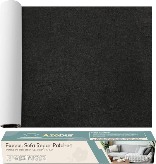 Velvet Repair Patch, Self-Adhesive Flannel Fabric Patch, Multi Colors, Microfiber Patch，Can be Used to Patch Sofas, Car Seats, Handbags, Jacket Holes and Tears (Black)