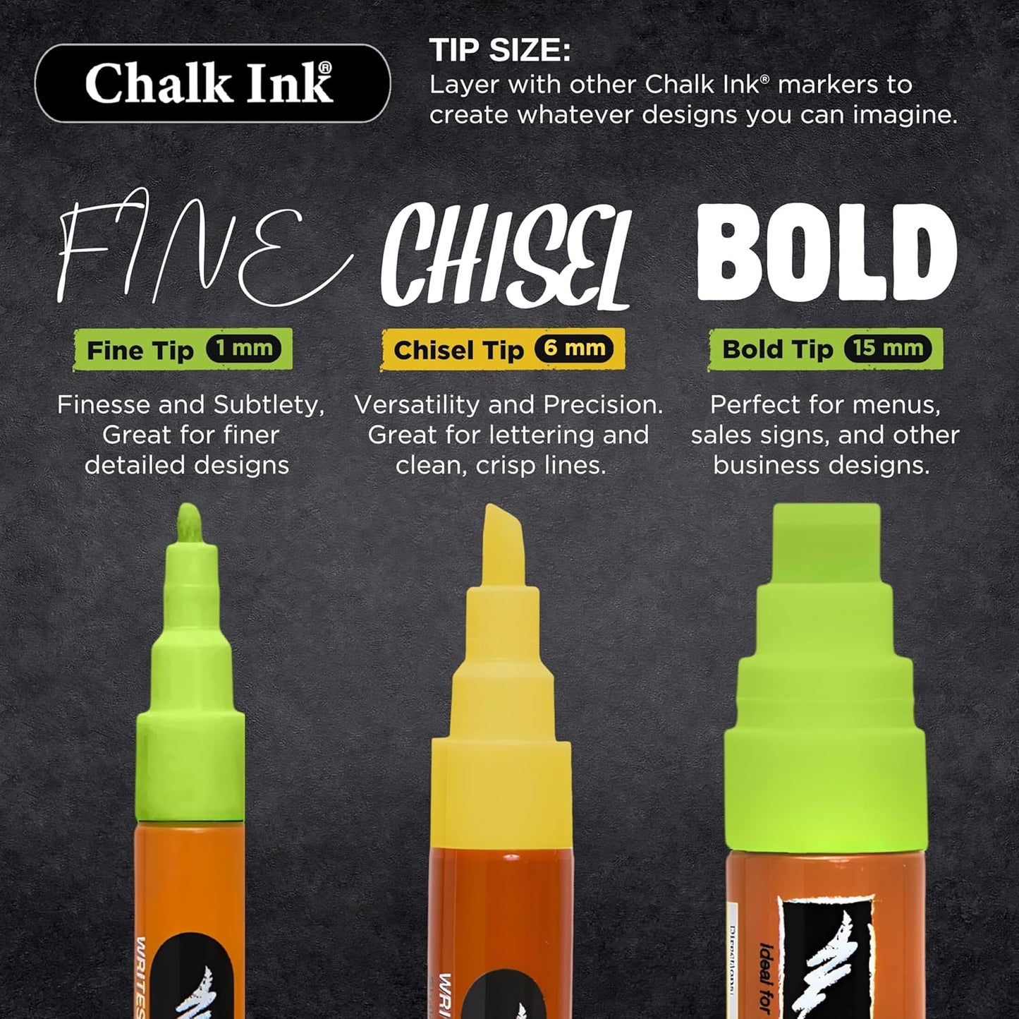 Chalk Ink Chisel Tip Wet Wipe Chalk Markers (6mm, Spring-a-Ling-a-Ding-Dong, 6 Pack)