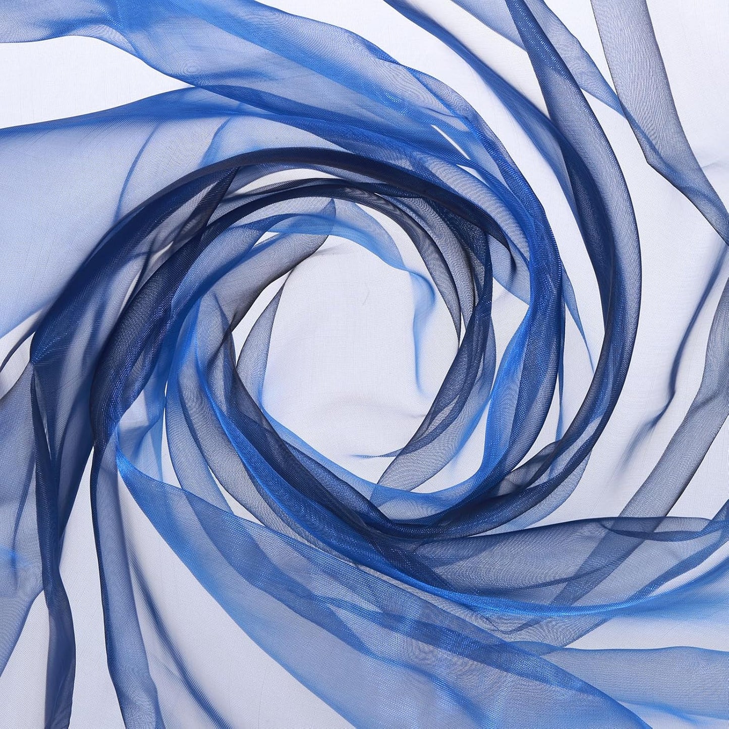 MECCANIXITY Iridescent Sheer Organza Fabric, 2 Yards x 59 Inches Solid Holographic Shiny Fabric Organza Cloth for Wedding, Curtains, Costume, Photo Background, Gradient Sapphire Blue Black