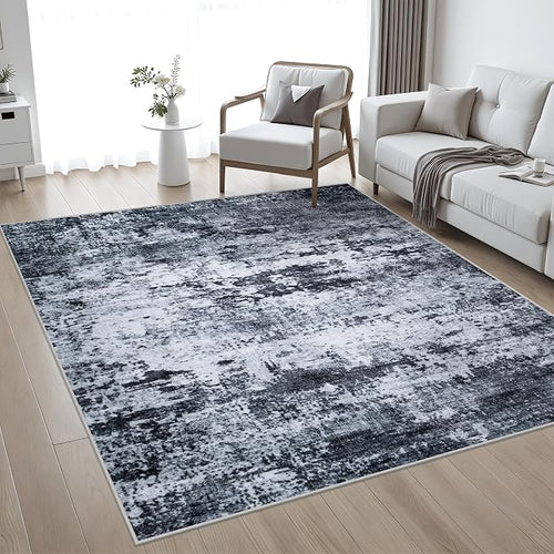 4x4 Area Rug Living Room Rug: Washable Modern Abstract Soft Thin Rug Indoor - Image 2