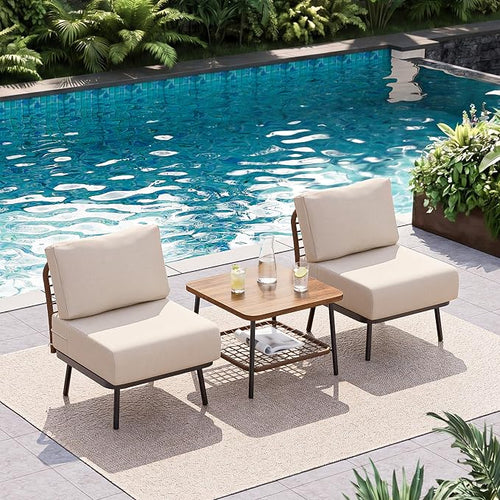 3-Piece Patio Conversation Set, Outdoor Sectional Sofa Wicker Furniture - Image 2