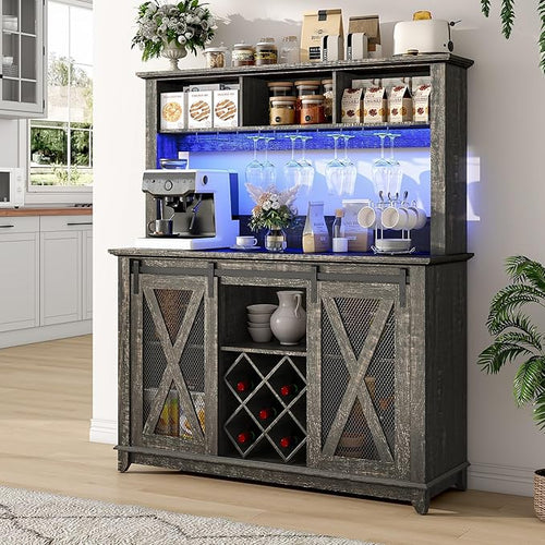 47"Wide 56"H Farmhouse Coffee Bar Cabinet by Hlivelood