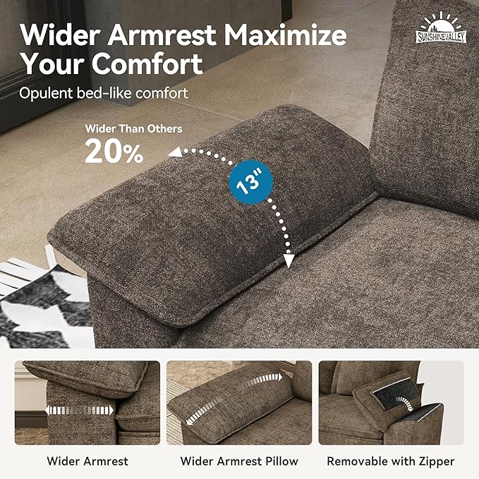 SUNSHINE VALLEY Sofa and Loveseat Set, Oversized Chenille Modular Love seat and - Image 4