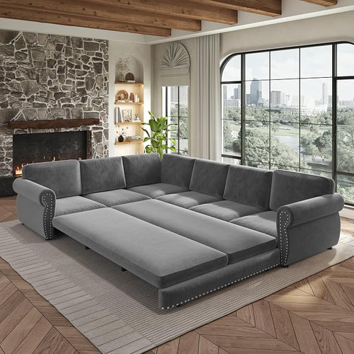 118" L-Shaped Sleeper Couch Bed by Unknown