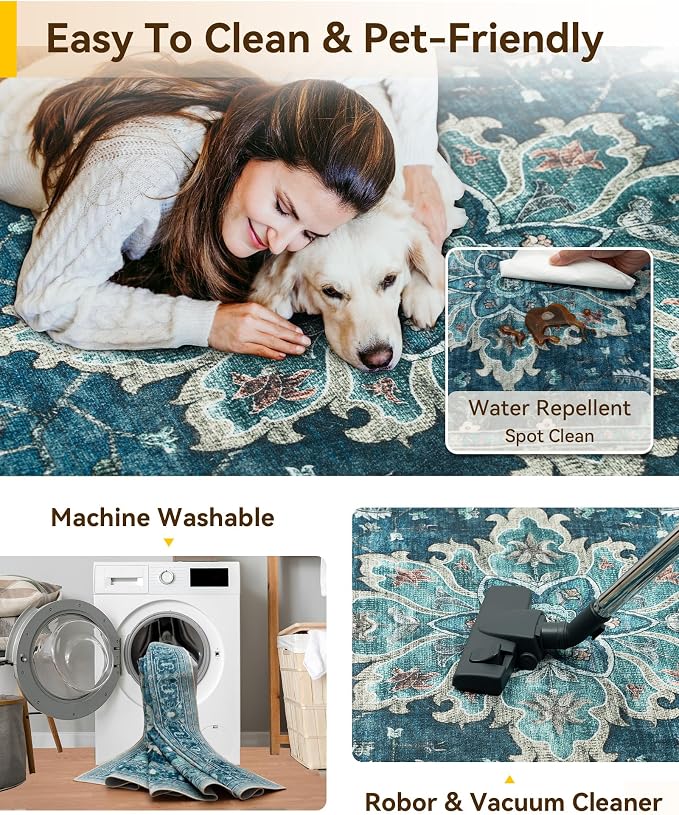 RELEANY Area Rugs 3'x8' Runner Rug Non Slip Washable - Image 5