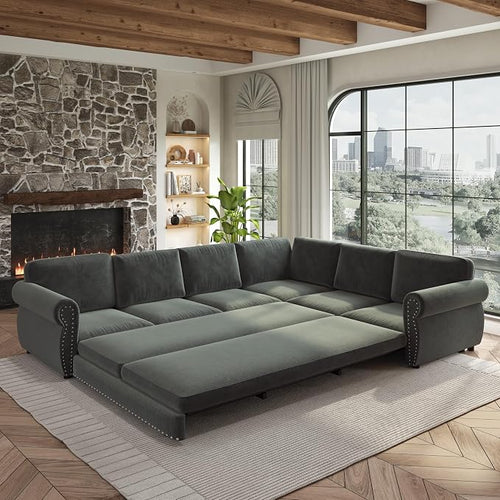 118" L-Shaped Sleeper Couch Bed by Unknown