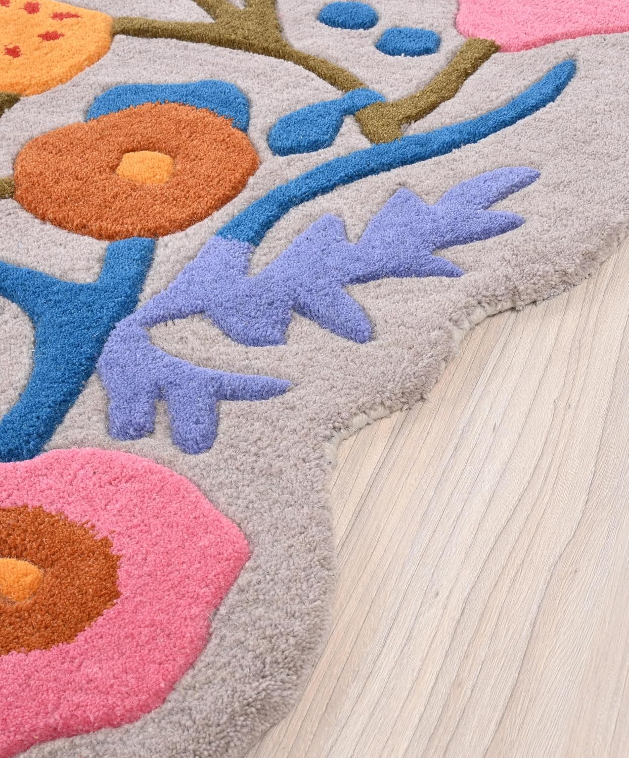 Handmade Wool Floral Area Rug for Living Room | Elegant Flower Garden Design, Soft, Thick and Durable | Bedroom, Dining Room & Home Decor Carpet (8' x 10', Floral H)