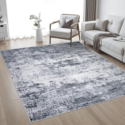 6x6 Area Rug Living Room Rug: Washable Modern Abstract Soft Thin Rug Indoor - Image 2