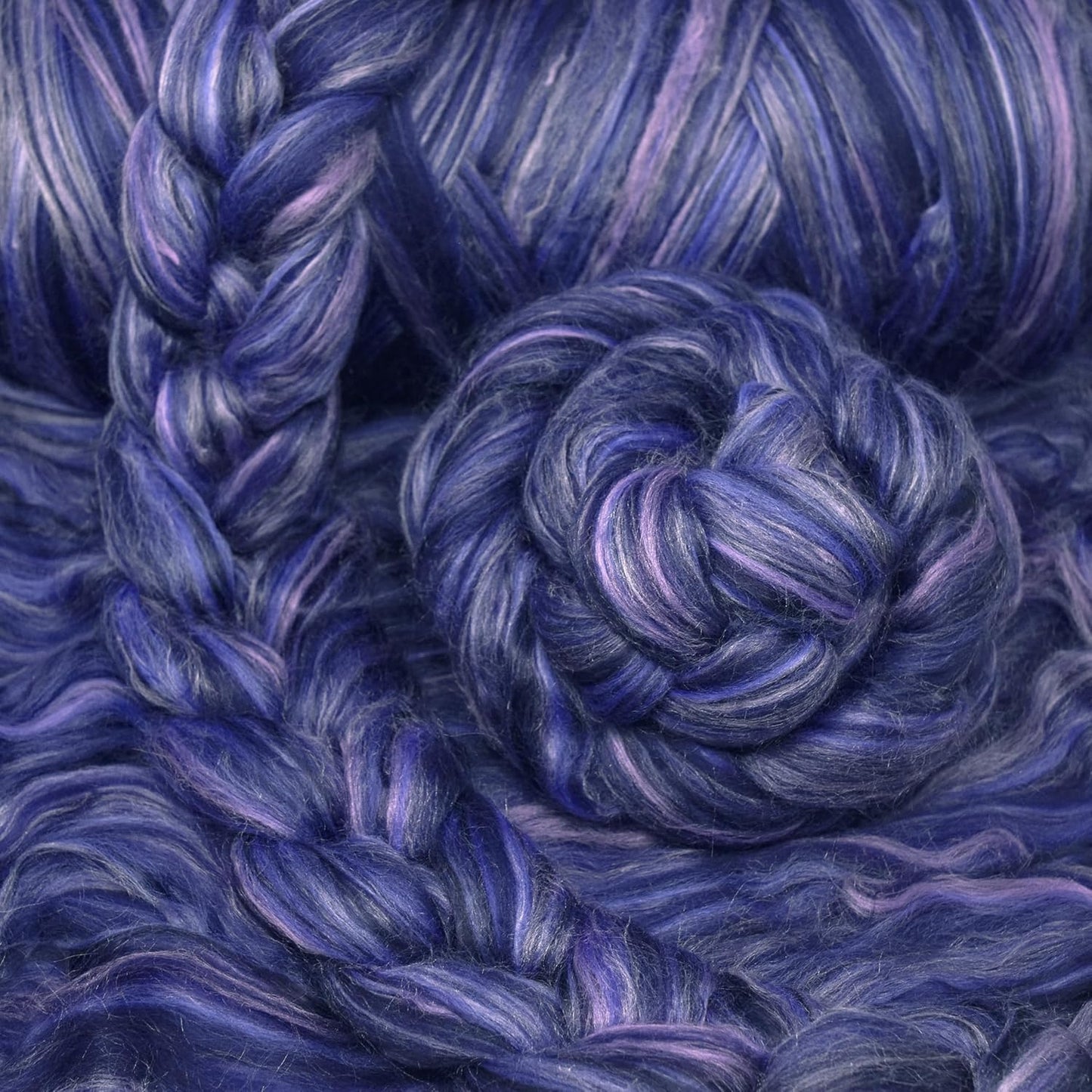 Merino Silk Luxe Tonal Designer Blend. Superfine Merino, Mulberry Silk, Tussah Silk. Top Roving for Spinning or Felting. Twilight Orchid 1oz