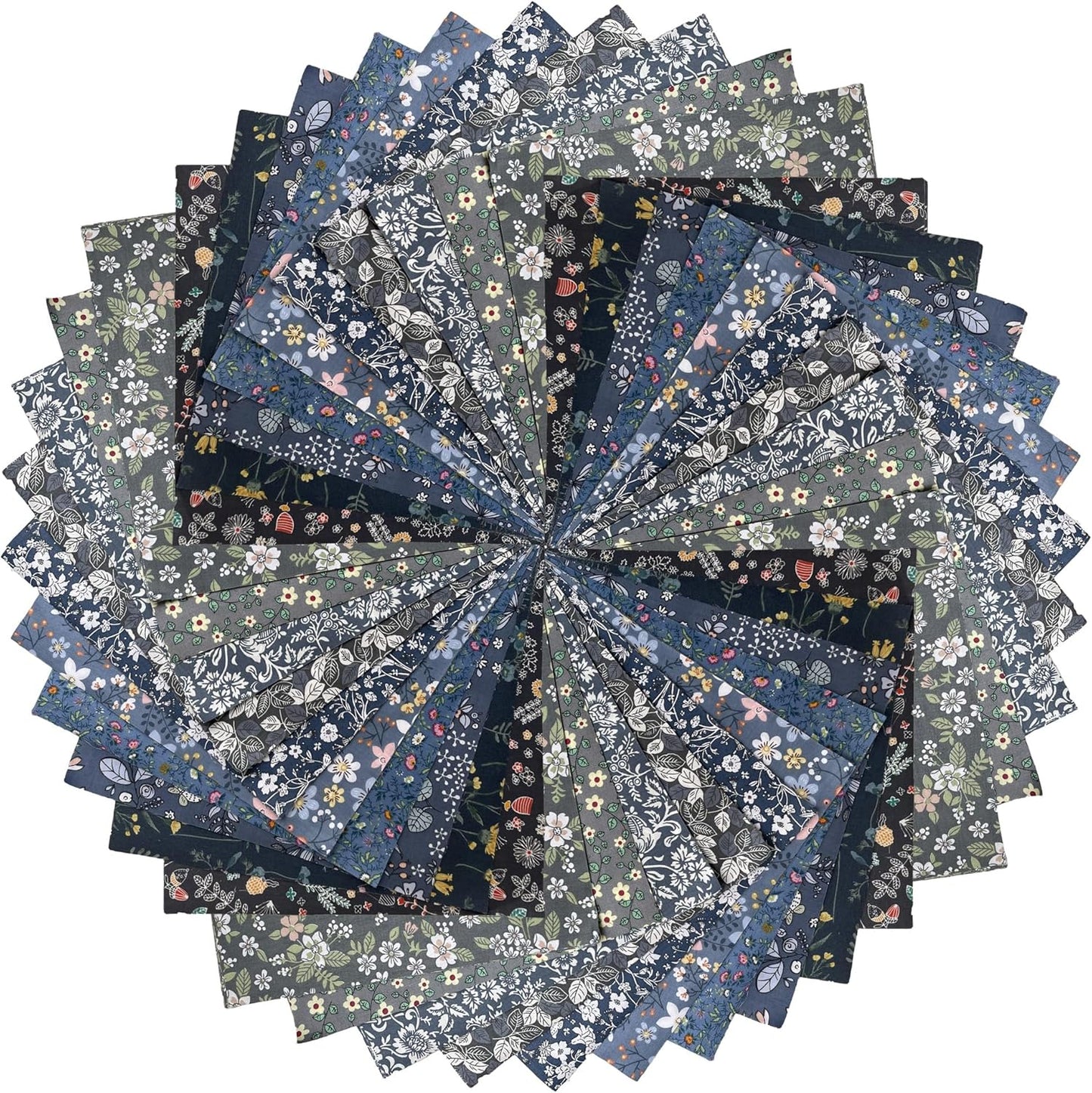 HANPATQUI 50PCS 12 x 12 inch Grey Printed 100% Cotton Fat Quarters Fabric for Sewing and Quilting Bundles Precut Fabric Square for DIY Craft Patchwork