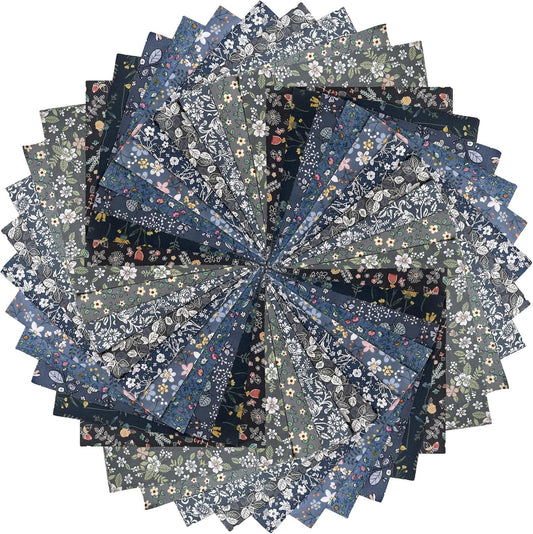 HANPATQUI 50PCS 12 x 12 inch Grey Printed 100% Cotton Fat Quarters Fabric for Sewing and Quilting Bundles Precut Fabric Square for DIY Craft Patchwork