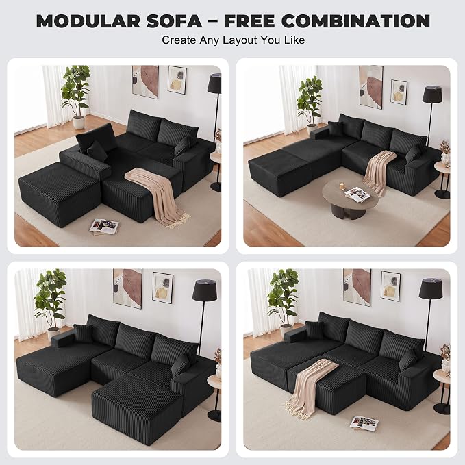 Weture 108” Modular Sectional Couches, Modern Modular U-Shape Sofa - Image 3