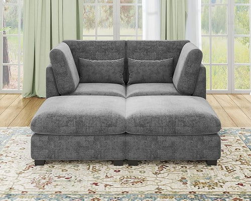 77" Oversized Chenille Couch Modular Sectional Sofa, Washable Cloud Couch by CHICHOUSE