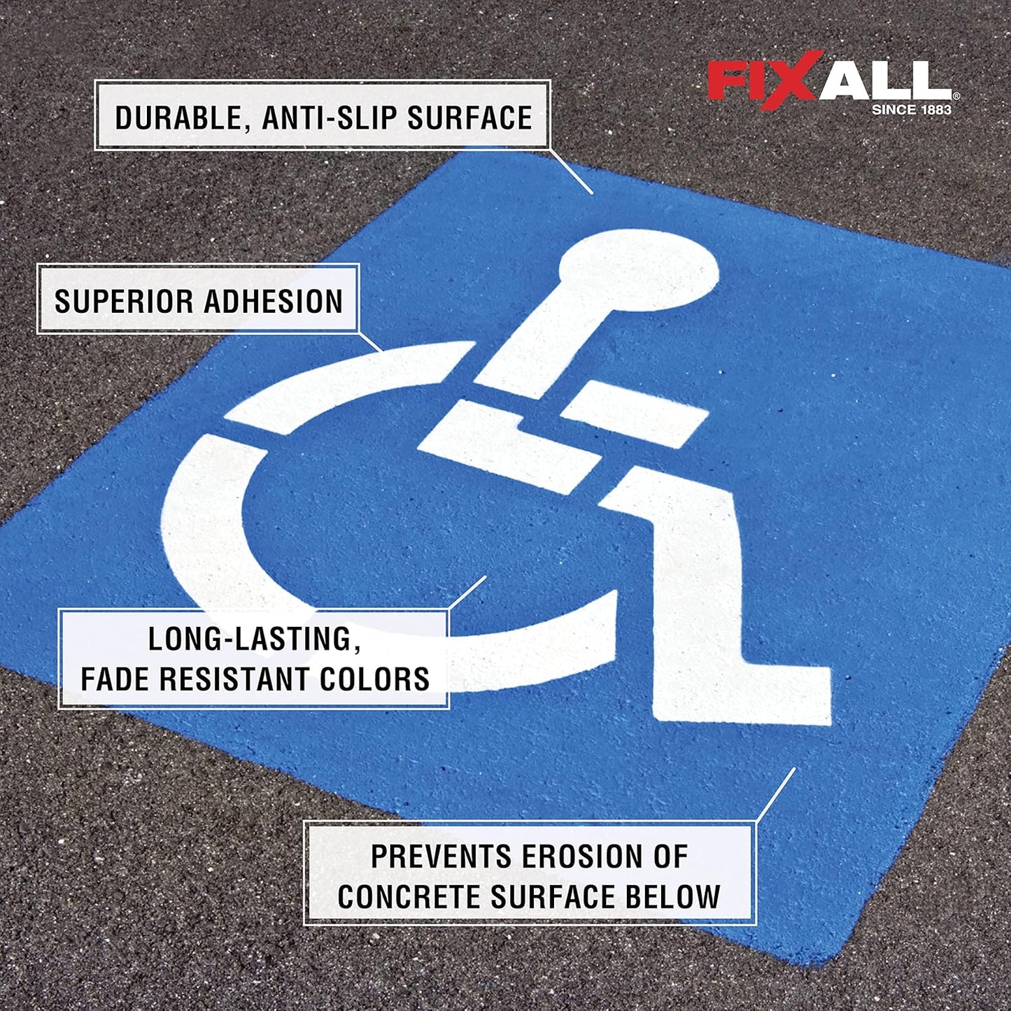 FIXALL Skid Grip Anti-Slip Coating, 1 Gallon, Smoke, Exceeds ADA Standards, Ideal for Safety Areas, Slip-Resistant Pavement, Cement & Concrete Paint