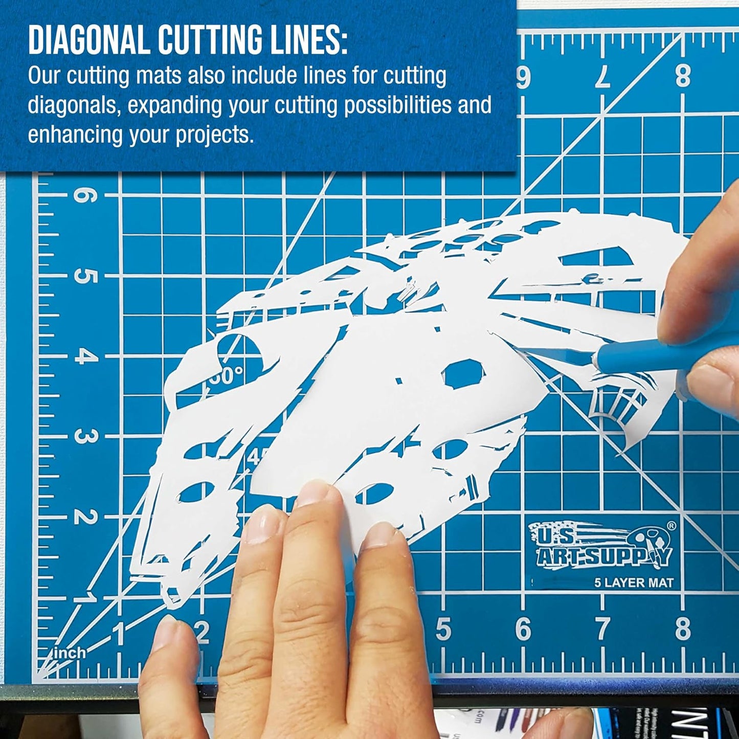 U.S. Art Supply 36" x 48" Self-Healing Cutting Mat 5-Ply - Double-Sided Pink/Blue Craft Mat, Non-Slip Cutting Mats for Crafts, Sewing, Quilting, Scrapbooking