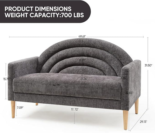 49" Small Loveseat Sofa for Small Spaces, Mid Century Modern Sofa, Linen - Image 2