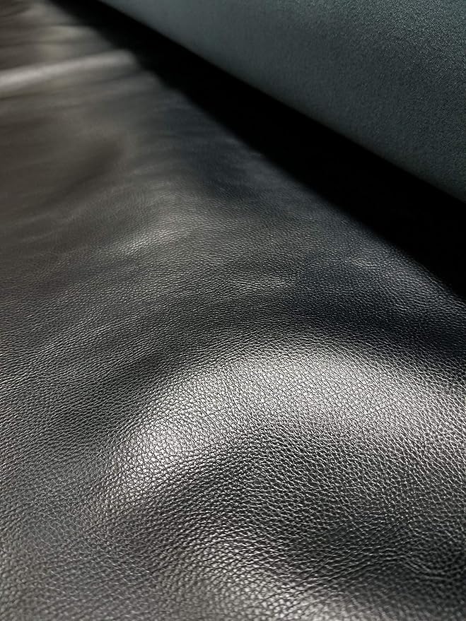 Black Soft Faux Vegan PU Leather by The Yard Synthetic Pleather 0.9 mm Nappa - Image 2