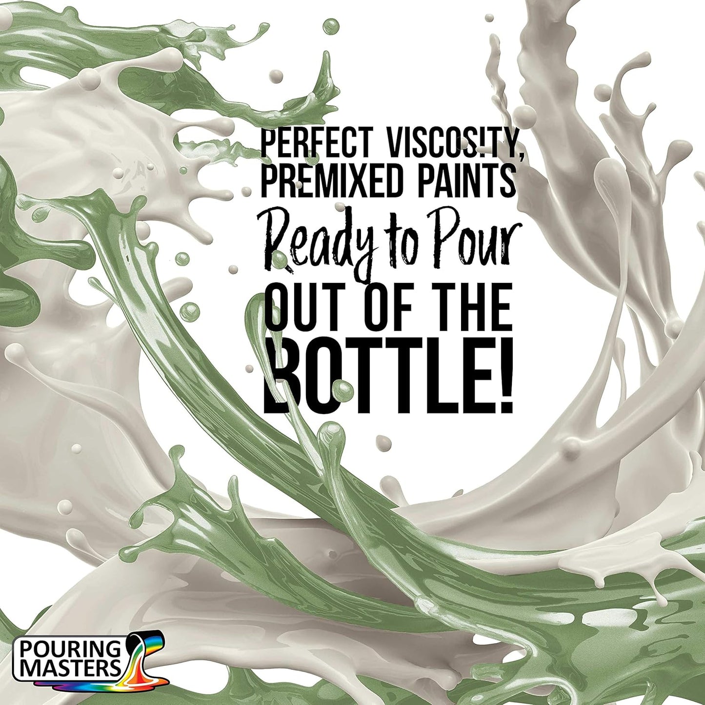 Pouring Masters Agave Green Metallic Pearl Ready to Pour Acrylic Pouring Paint - Premium 64-Ounce Pre-Mixed Fluid Acrylic Paint - Fluid Art Supplies for Canvas, Wood, Paper, Tile & Rocks
