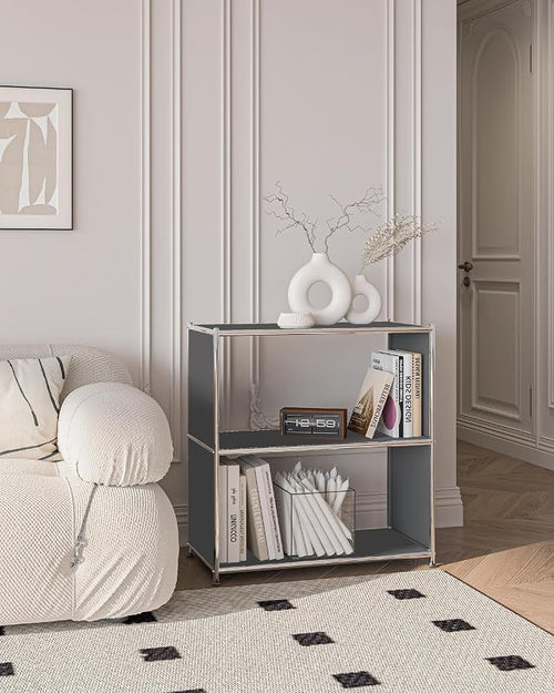 32-Inch 2-Tier Metal Bookcase, Open Shelf Storage Organizer - Image 2