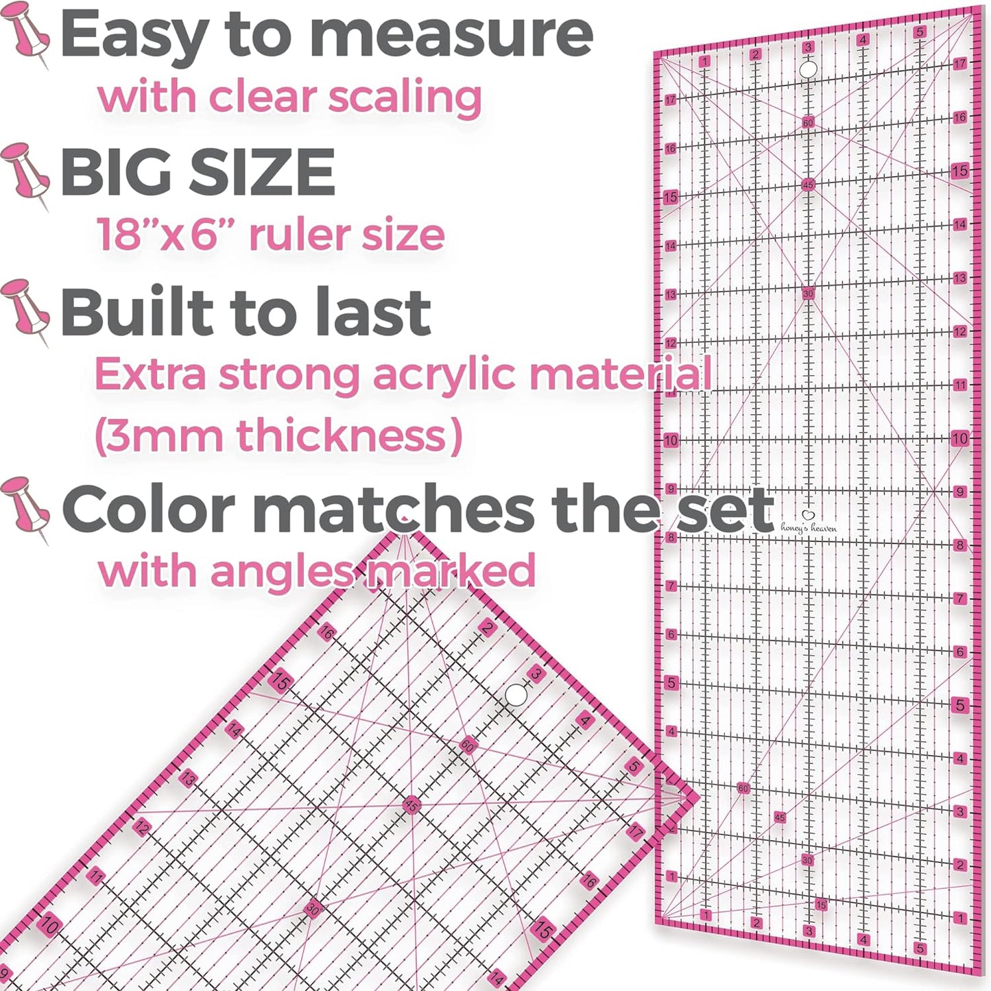Rotary Cutter Set pink - Quilting Kit incl. 45mm Rotary Cutter, 5 Replacement Blades, A2 Cutting Mat, Acrylic Ruler and Craft Clips - Ideal for Crafting, Sewing, Patchworking, Crochet & Knitting