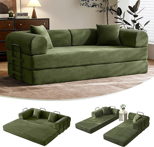 79" Convertible Sofa Bed with Fixed-Shape Frame & Removable Armrests, Modular by SAVENICA