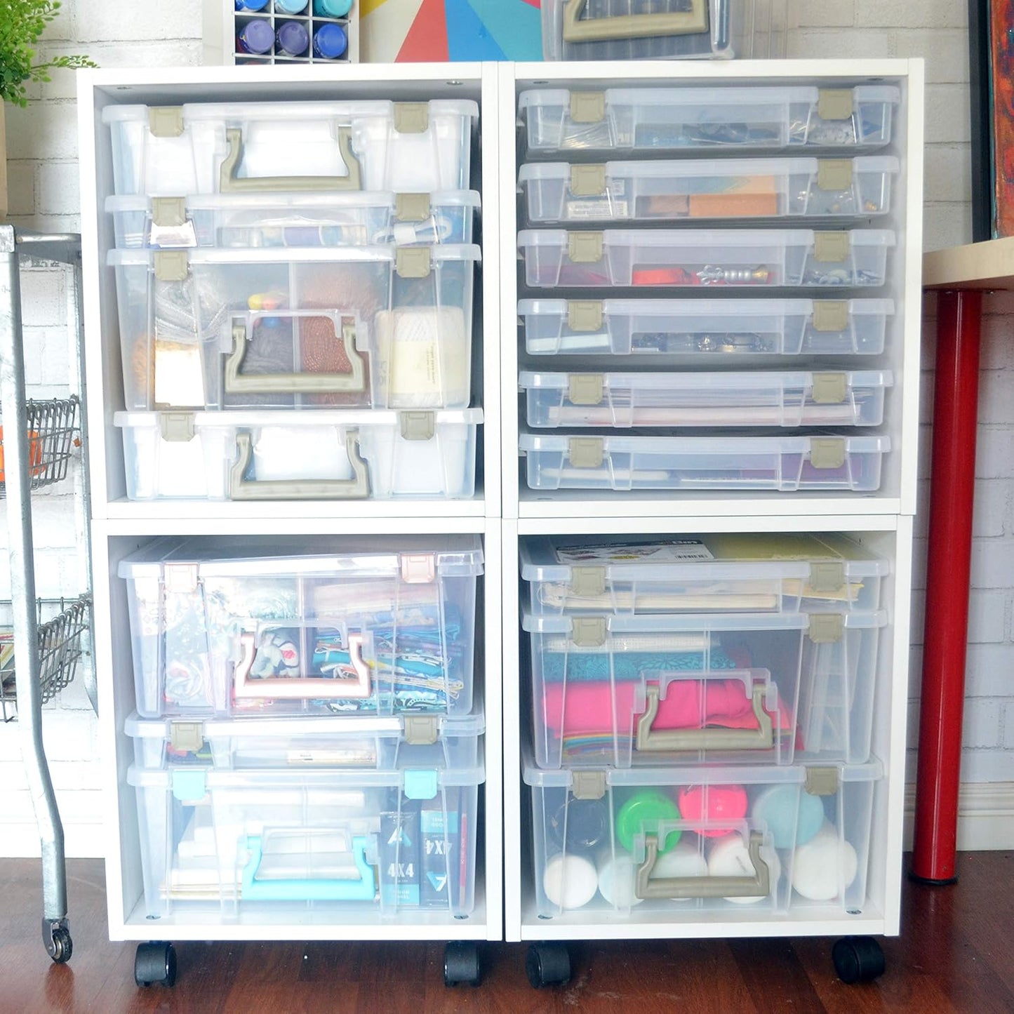 ArtBin 9100AB Super Satchel Slim 1 Open Compartment, Art & Craft Organizer, [1] Plastic Storage Case, Clear