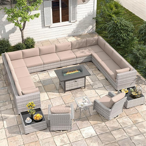 14-Seat Outdoor Wicker Patio Furniture Set by MASIONBACKYARDS